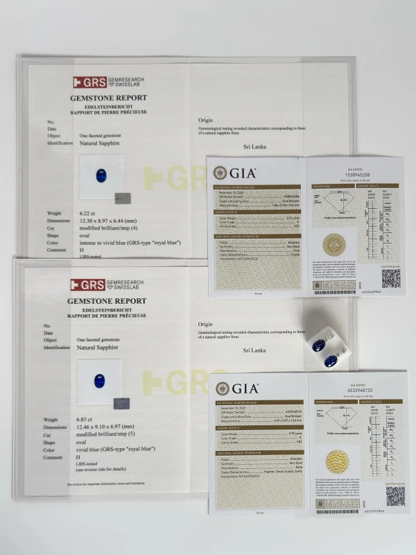 СЕРЬГИ NO NAME OVAL SAPPHIRE 6.22-6.85 CT "ROYAL BLUE" EARRING (GRS) SAP 6.22-6.85 CT 6