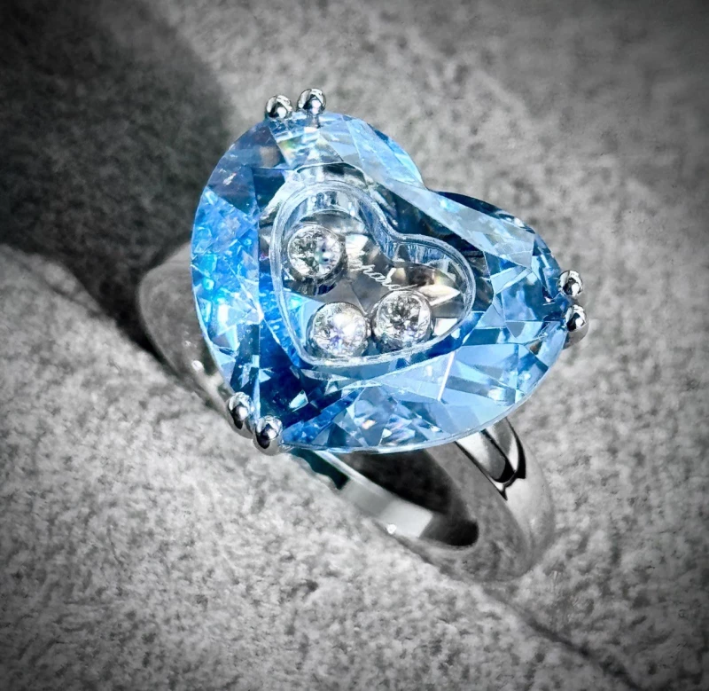 Chopard SO HAPPY  BLUE CRYSTAL HEART RING HEART 3