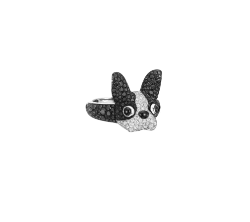 No name DIAMOND 1.79 CT FRENCH BULLDOG RING (SIZE 54) nnBD 1