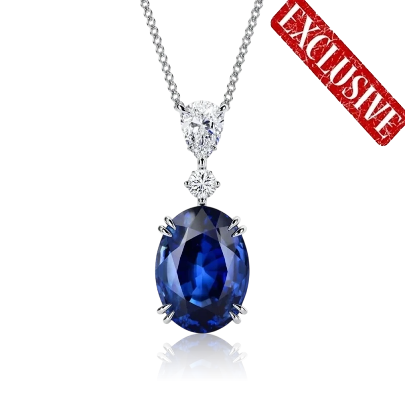 OVAL SAPPHIRE 9.05 CT BLUE NECKLACE (GIA)