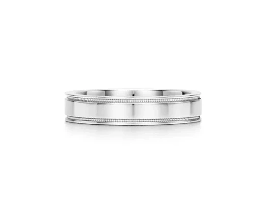 Double Milgrain Band Ring in Platinum, 4 mm Wide (SIZE 61)