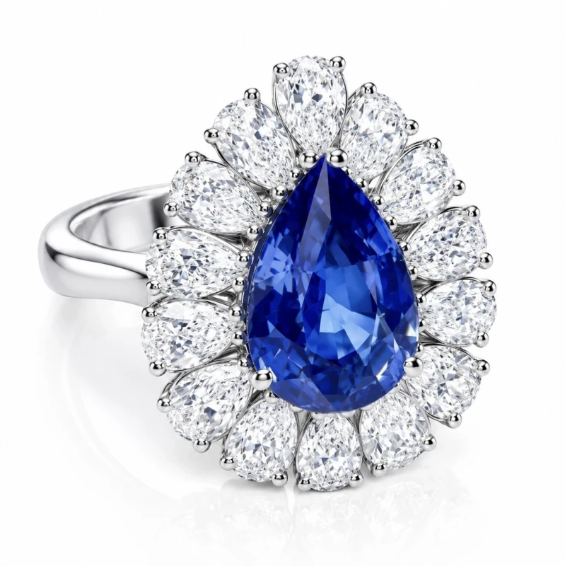 КОЛЬЦО С САПФИРОМ 5.40 CT И БРИЛЛИАНТАМИ 3.37 СТ