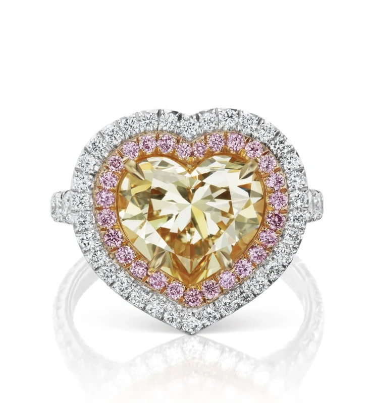 HEART DIAMOND 3.07 CT FANCY YELLOW/INTERNALLY FLAWLESS RING (GIA)