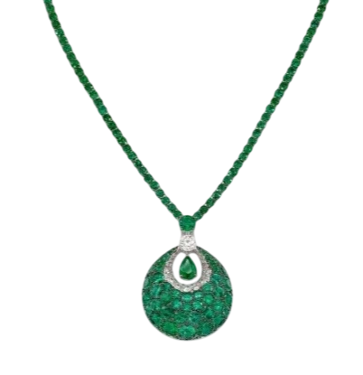 Emerald 23.00 ct and Diamond 3.00 ct Necklace