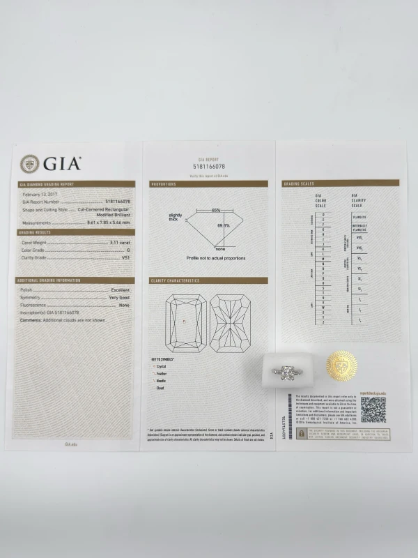 Earrings without a brand CUSHION DIAMOND 3.11 CT G/VS1 RING (GIA) NN3.11G/VS 5