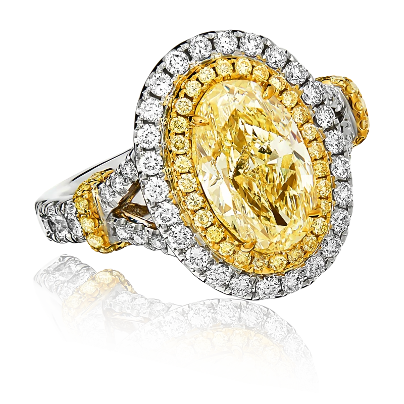 OVAL DIAMOND 3.00 CT FANCY YELLOW/VS2 RING (GIA)
