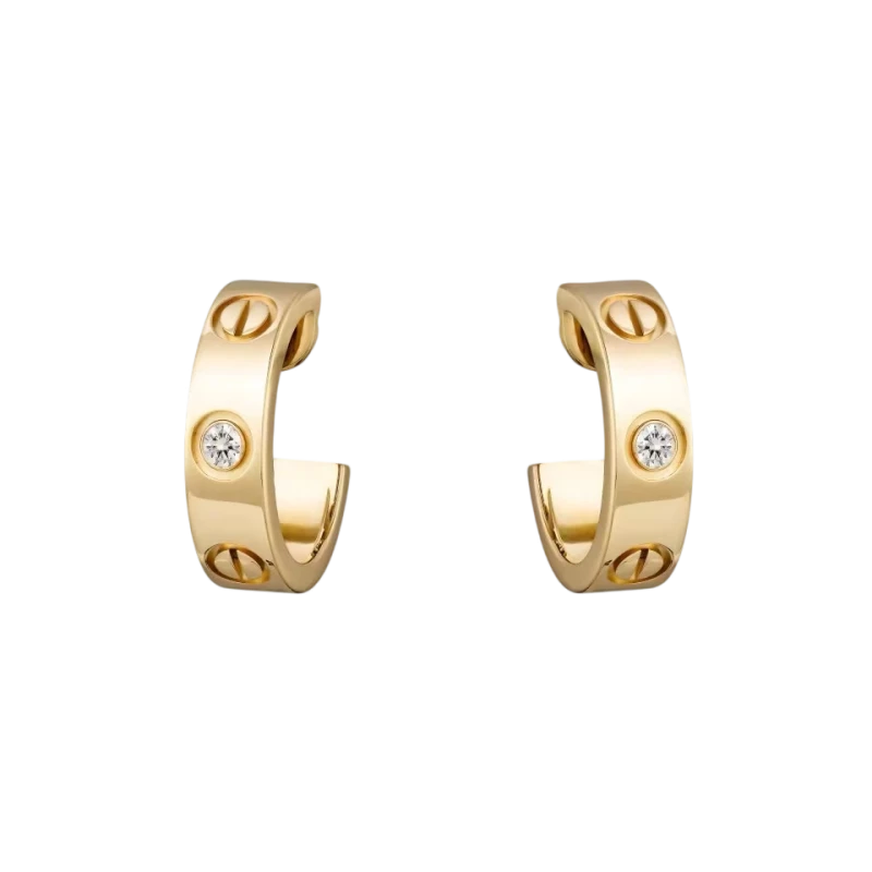 LOVE EARRINGS, 2 DIAMONDS, PINK GOLD