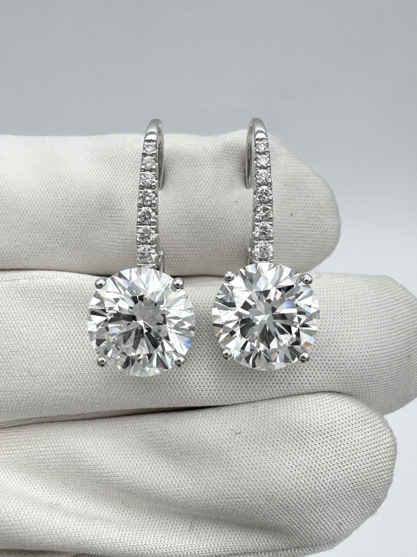 Earrings without a brand ROUND DIAMONDS 5.14 - 5.30 CT D/FLAWLESS EARRINGS (GIA) EXEXEX NN5.14-5.30 6