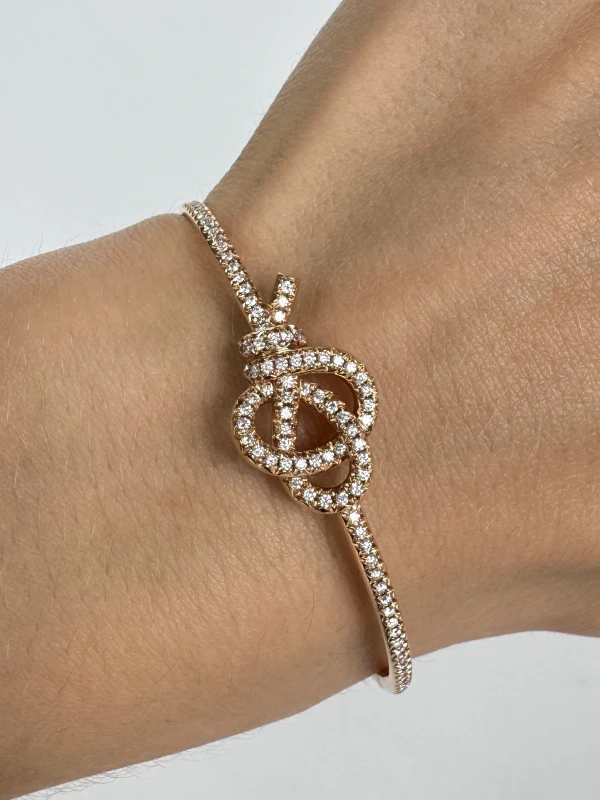 Tiffany & Co Tiffany Knot Hinged Bracelet in Rose Gold with Diamonds 72985214 4