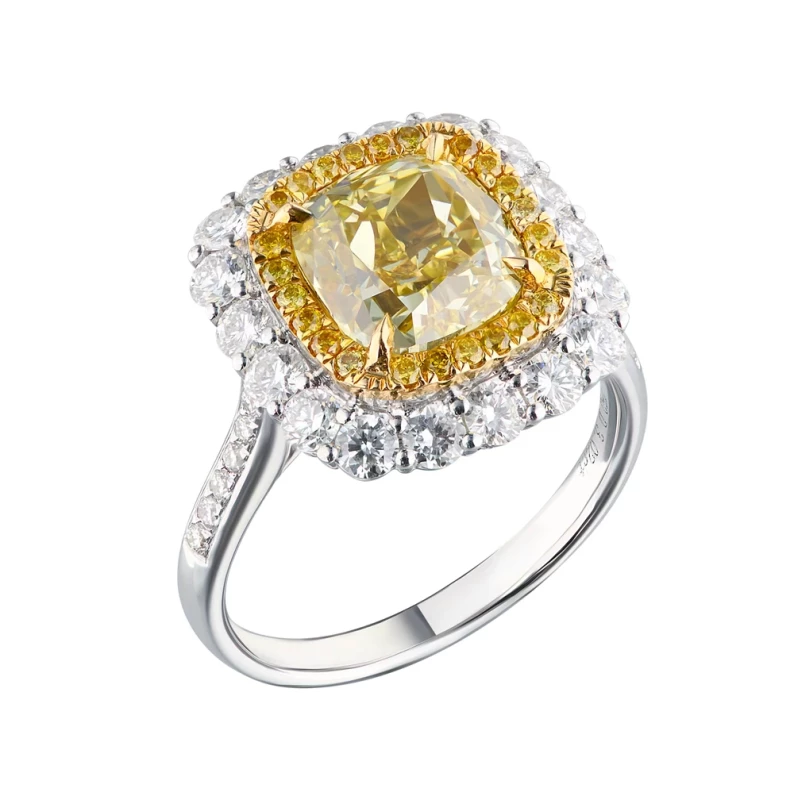 DIAMOND RING 3.02 CT FANCY YELLOW/VS2 (GIA)