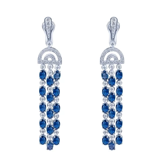 Earrings without a brand С БРИЛЛИАНТАМИ И САПФИРАМИ Jewelry