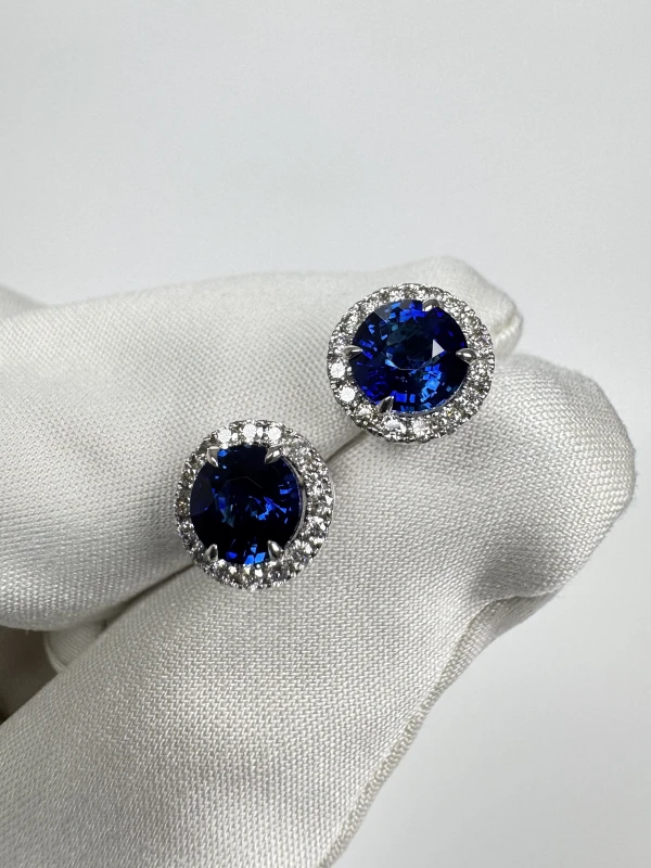 DeRosa SAPPHIRE EARRINGS 1.21-1.18 CT VIVID BLUE E445239 4