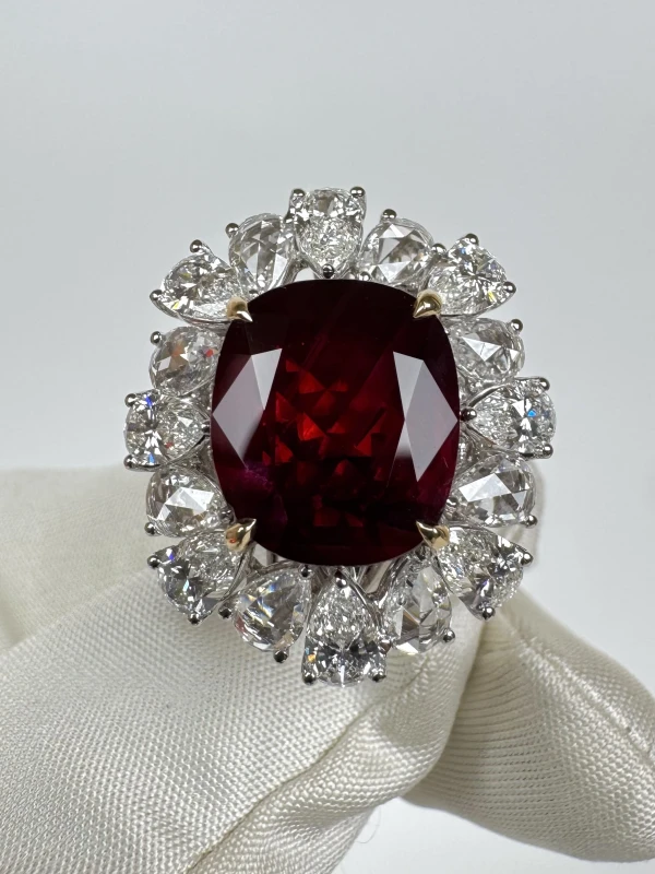 Earrings without a brand MOZAMBIQUE RUBY 10.02 CT "PIGEON BLOOD" RING (No hited) (GRS) R10.02CT 3