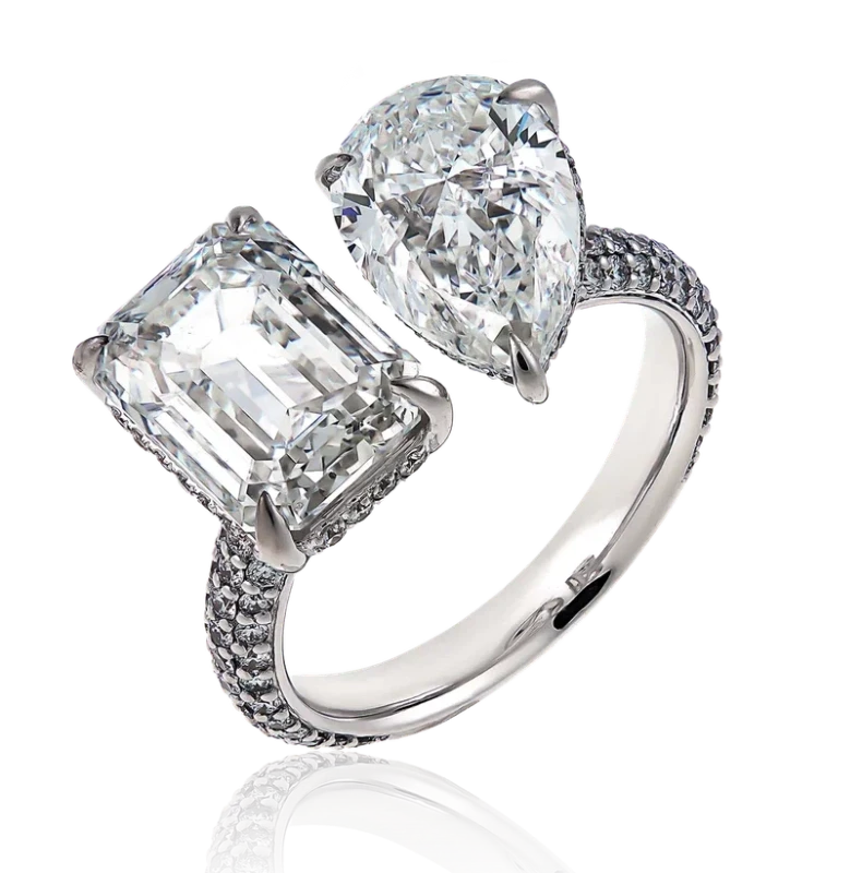 Earrings without a brand EMERALD DIAMOND 5.01 CT & PEAR DIAMOND 3.01 CT RING (GIA) NN5.01-3.01 1