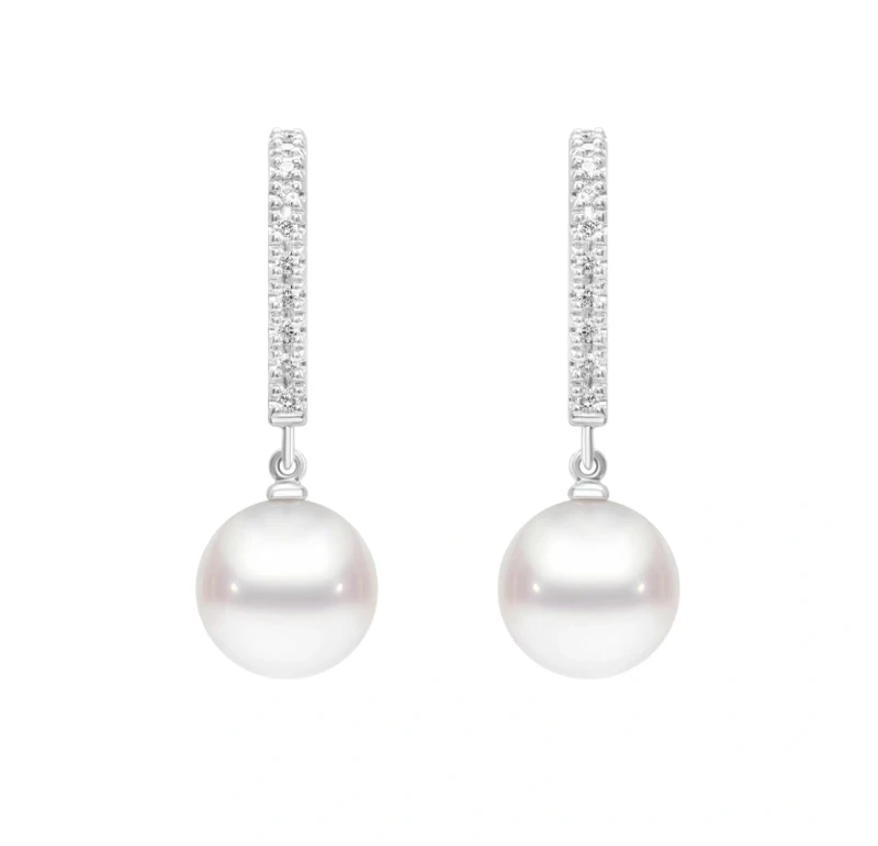 Mikimoto PEARL 7.85 MM & DIAMOND EARRINGS M7.85 1