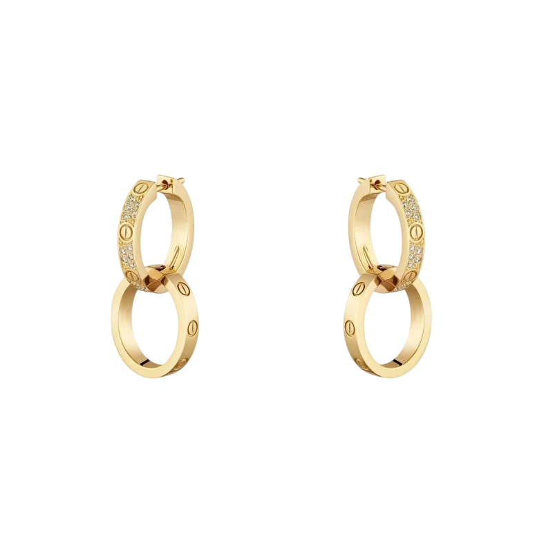 LOVE earrings, transformable, semi-paved