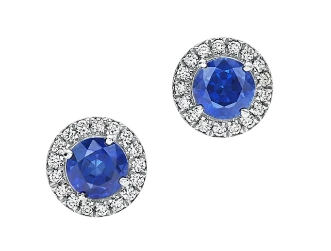 SAPPHIRE EARRINGS 1.45 - 1.30 CT VIVID BLUE