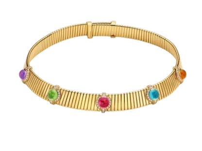 BVLGARI TUBOGAS YELLOW GOLD MULTISTONES NECKLACE