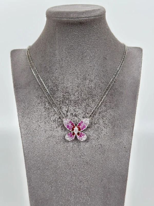 Graff Butterfly Ruby, Pink Sapphire and Diamond Pendant RGP871 5