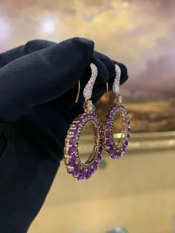 Earrings without a brand AMETHYST 7.60 CT AND DIAMOND 1.75 CT EARRINGS, ROSE GOLD NN AM 7.60 CT 4