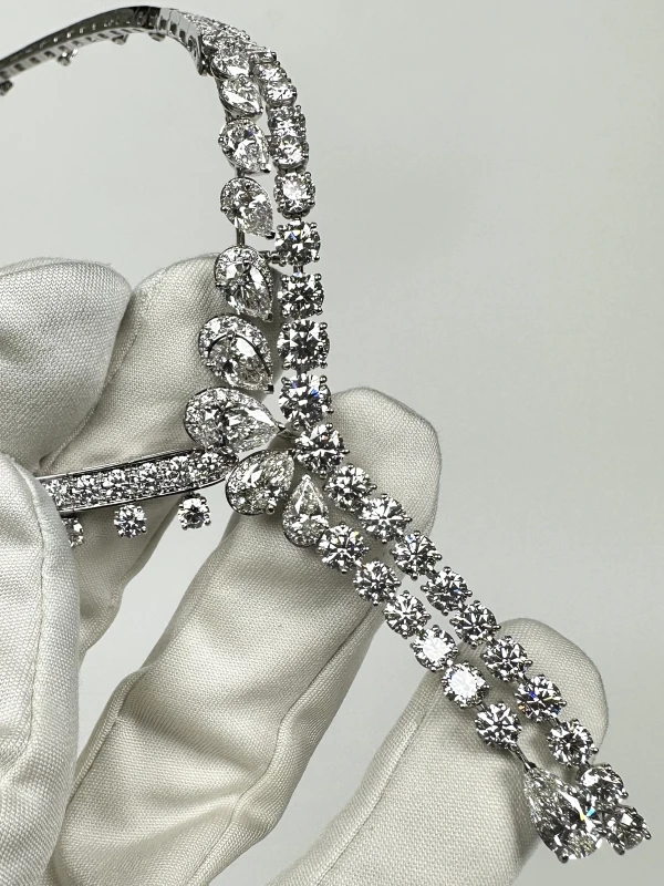 Graff White Pear Shape And Round Diamond Double Row Set RGN829 4