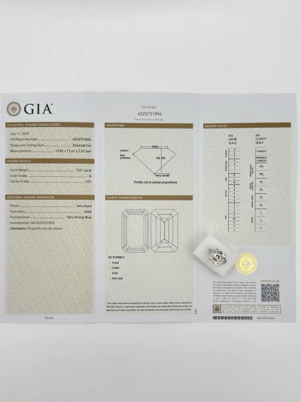 No name EMERALD DIAMOND 9.01 CT G/VS1 RING (GIA) 6596 9.01 CT G/VS1 (GIA) 5