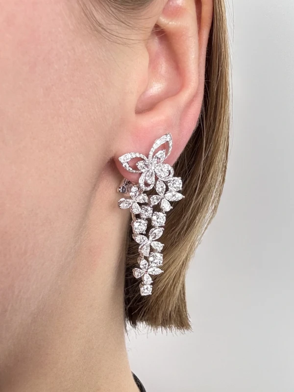 GRAFF White Gold White Multi Shape Diamond Butterfly Motif Earrings RGE1302 2