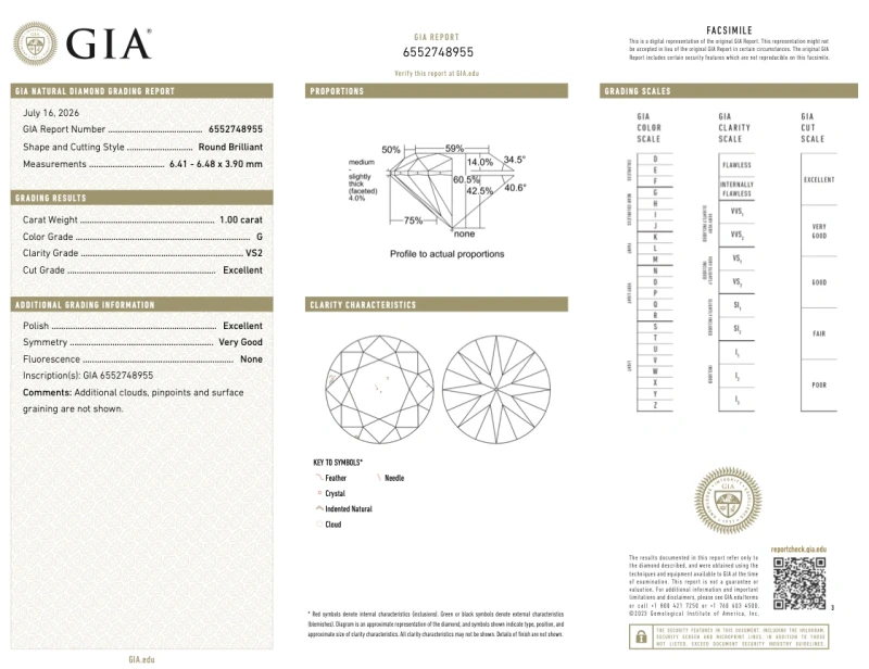 Earrings without a brand ROUND DIAMOND 1.00-1.01 CT G/VS2 EARRINGS (GIA) 9355-NN1.00-1.01CT G/VS2 3