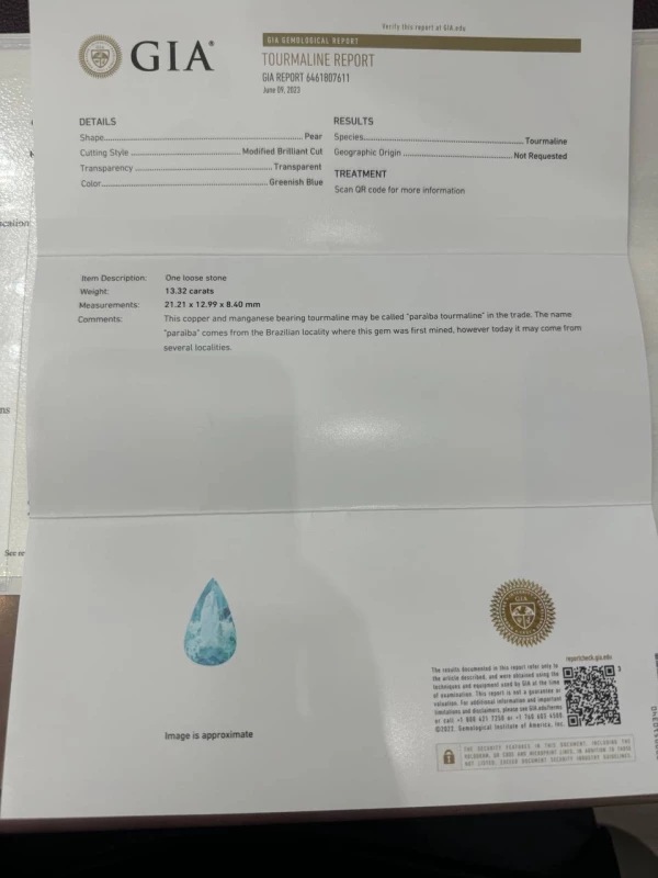 No name КОЛЬЦО С ТУРМАЛИНОМ PARAIBA 13.32 CT 13.32 CT 5