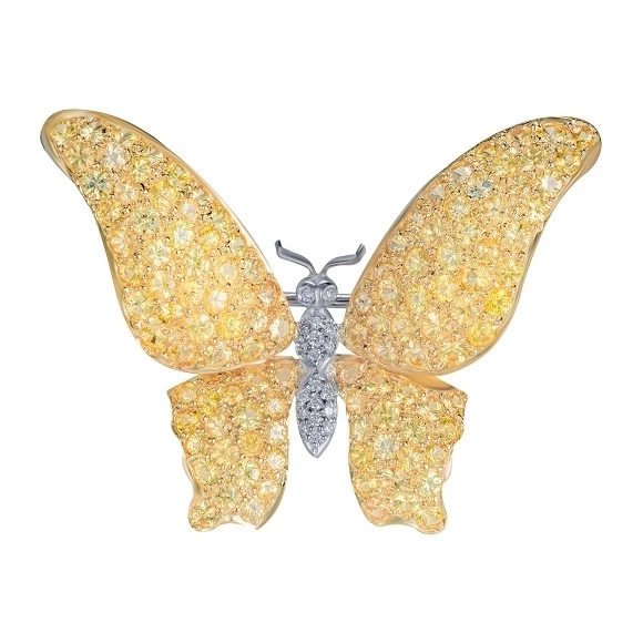 BUTTERFLY MOTIF SAPPHIRE & DIAMOND BROOCH