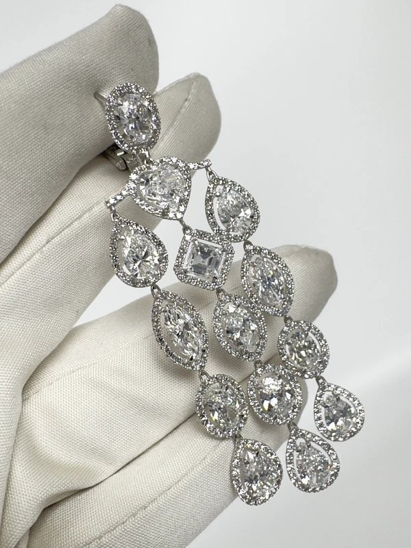 David Morris Platinum White Fancy Cut Diamond Chandelier Earrings 09-31-627 5