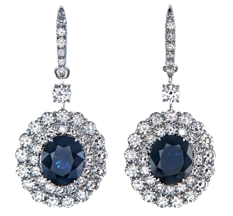 SAPPHIRE 4.37-4.26 CT VIVID BLUE EARRINGS