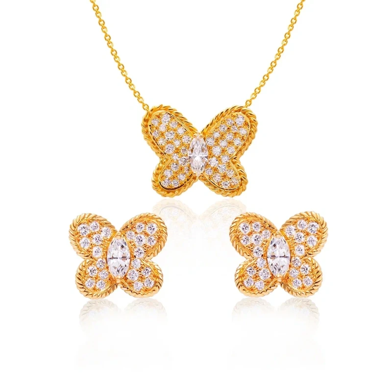 Graff Butterfly marquise Earrings and Pendant Set 1.89 CT 1