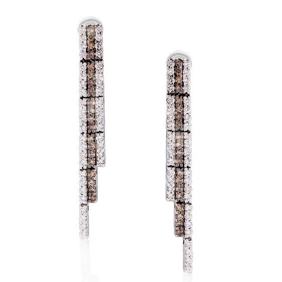 RalfDiamonds WHITE&BROWN PAVE DIAMONDS EARRINGS RDE