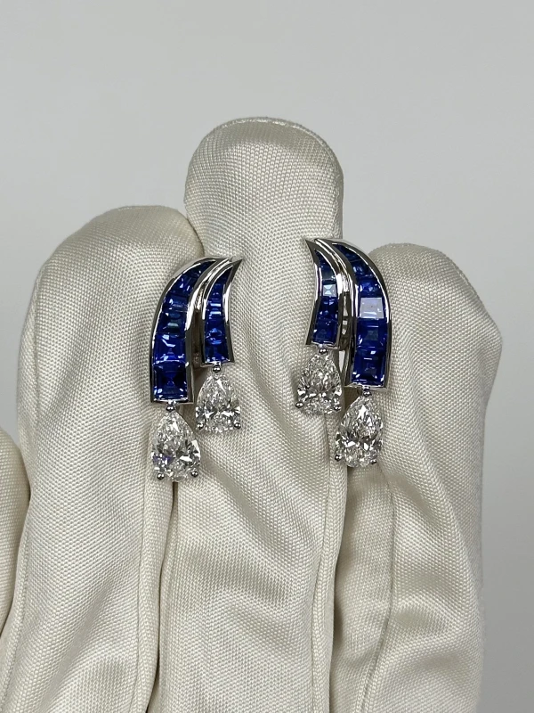 VERDI JEWELLERY СЕРЬГИ С БРИЛЛИАНТАМИ И САПФИРАМИ A78F 3