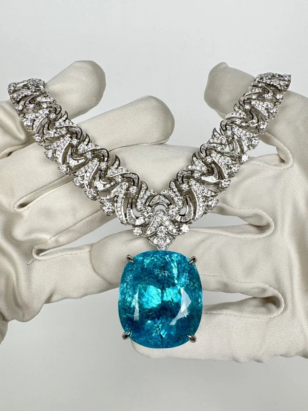 No name PARAIBA TOURMALINE 106.96 CT NECKLACE, MOZAMBIQUE ( GRS ) NN106.96 5