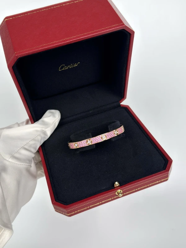 Cartier LIMITED EDITION LOVE BRACELET, ROSE SAPPHIRE PAVED IN ROSE GOLD (SIZE 17) N6739517 5