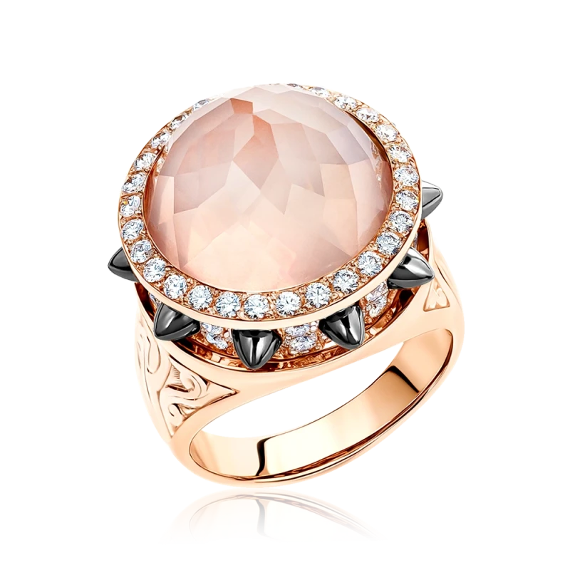 STEPHEN WEBSTER RUSSIAN ROULETTE RING WITH ROSE QUARZ (SIZE 55) SWRRRING061224 1