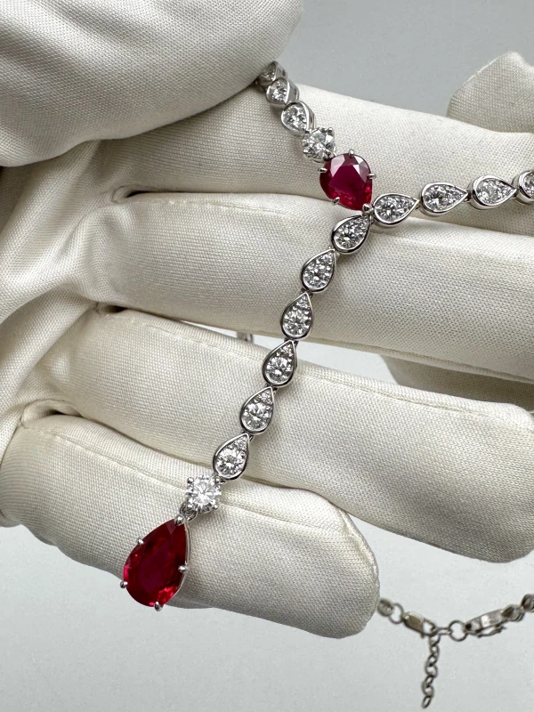 Earrings without a brand RUBY 3.40 CT & DIAMOND 7.05 CT NECKLACE NN-R3.40 4