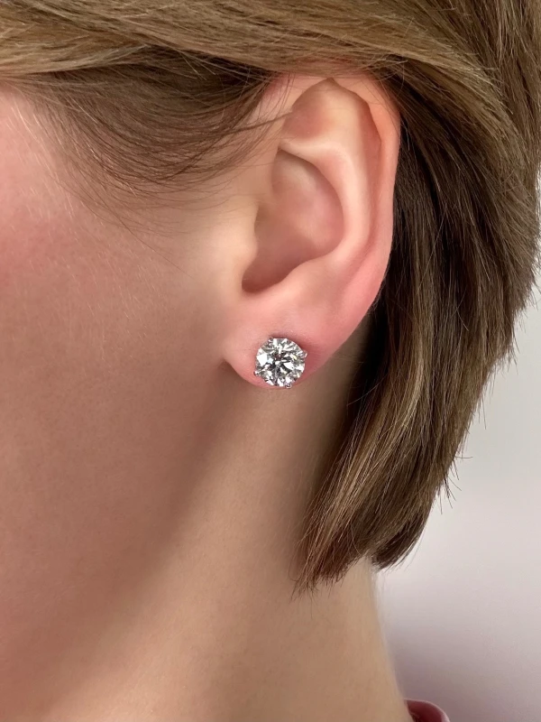 СЕРЬГИ NO NAME ROUND DIAMOND 2.20-2.18 CT F/SI1-SI2 EARRING (NEW) NN2.20-2.18 CT F/SI 5