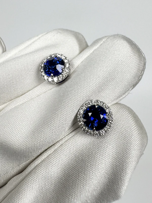 DeRosa SAPPHIRE EARRINGS 1.45 - 1.30 CT VIVID BLUE E448275 4