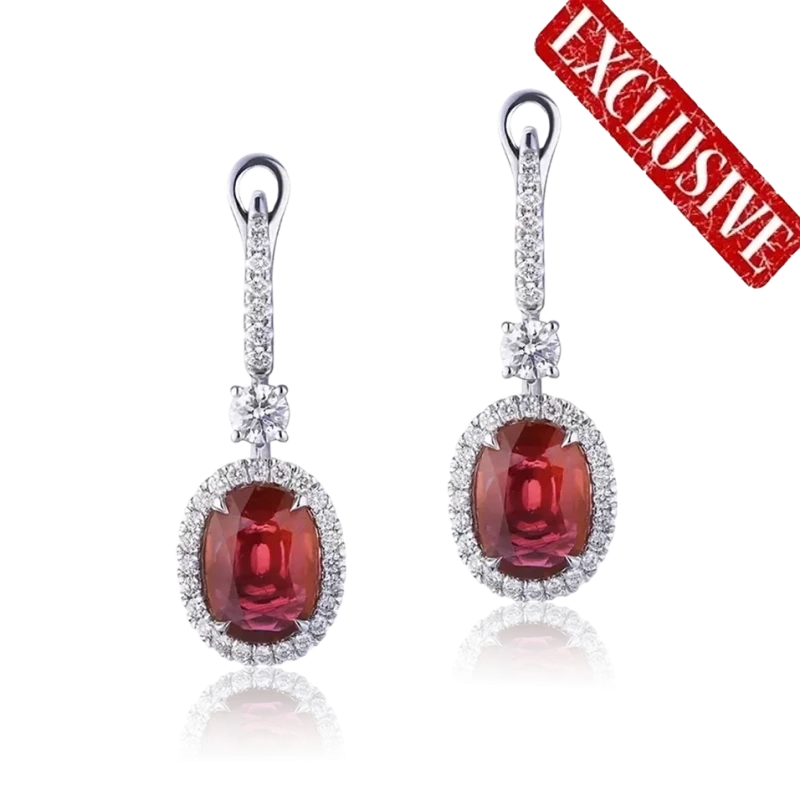 DIAMOND & RUBY 4.48 CT EARRINGS (GRS, No H!)