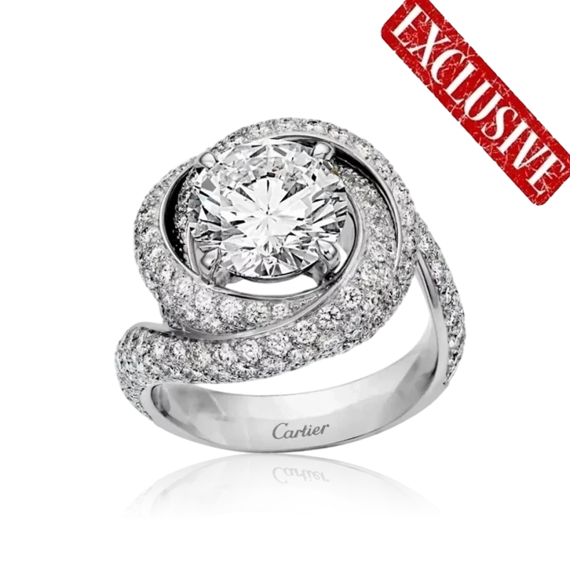 SOLITAIRE TRINITY RUBAN RING 3.63 CT G/VVS2(GIA) size 53