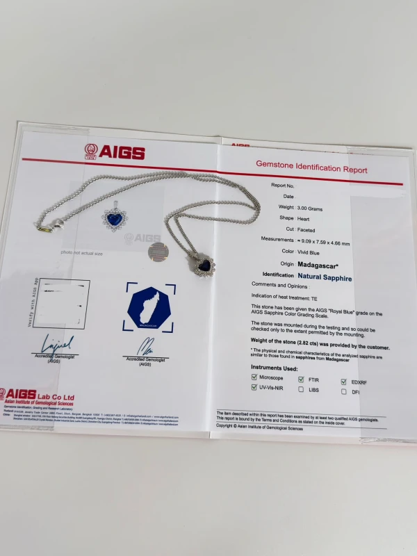 Earrings without a brand SAPPHIRE HEART 2.82 CT PENDANT,  ROYAL BLUE NNS2.82 CT 6