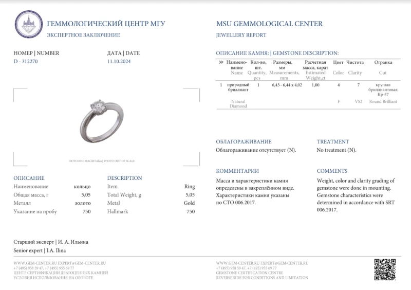 Chopard SOLITAIRE DIAMOND RING 1.00 CT F/VS2 82/5500-290 1