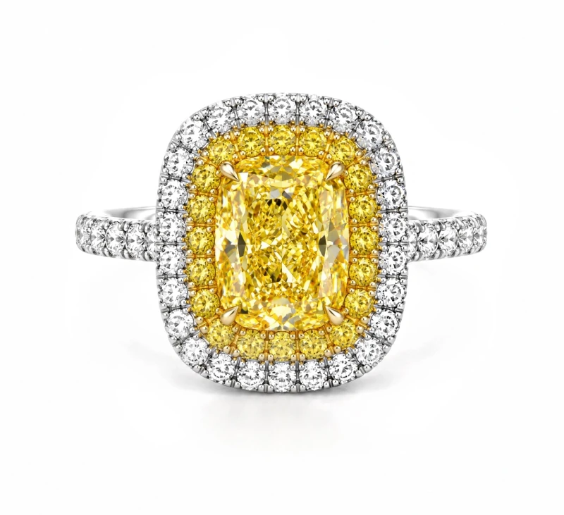 CUSHION DIAMOND 1.02 CT FANCY LIGHT YELLOW/VVS1 RING (SIZE 52) GIA