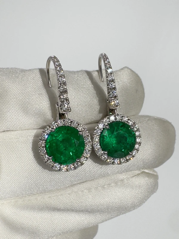 DeRosa EMERALD 3.97 - 4.40 CT VIVID GREEN EARRINGS (GRS) E130691 5
