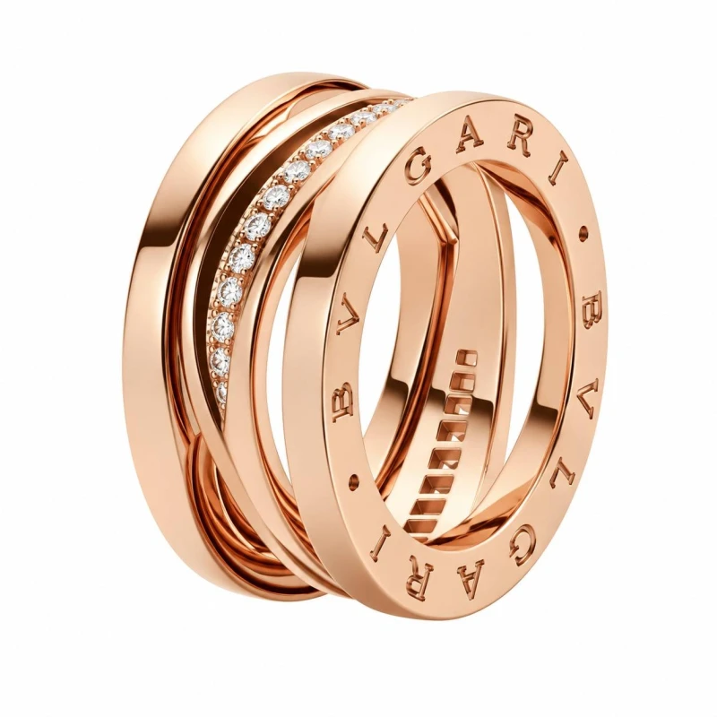 B.ZERO1 RING, ROSE GOLD, DIAMONDS (SIZE 53)