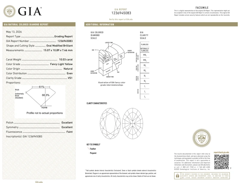 No name OVAL DIAMOND 10.03 CT FANCY LIGHT YELLOW/VS1 RING (SIZE 51) GIA EXEX NN10.03CT FLY/VS1 2