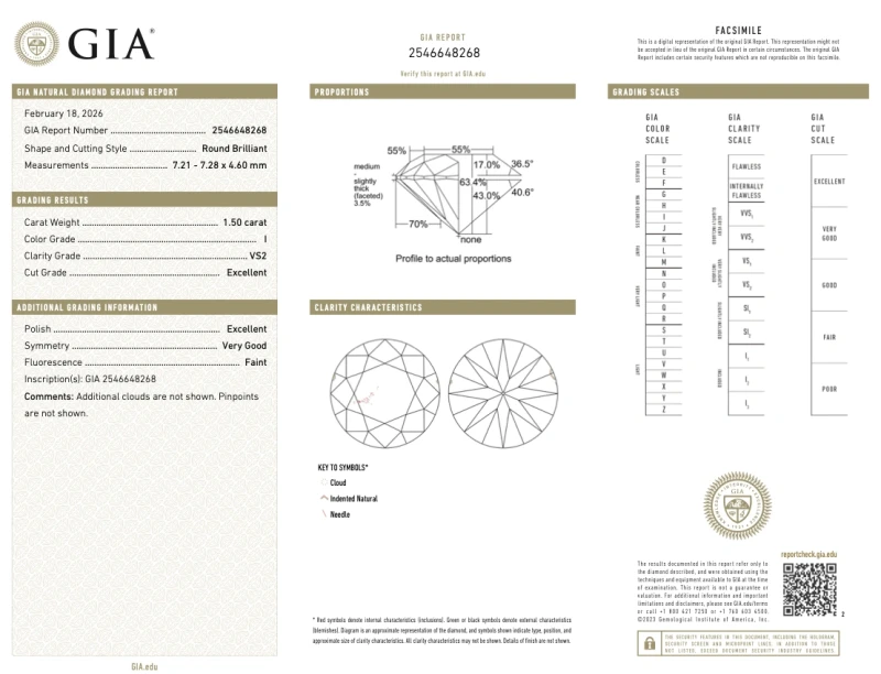Earrings without a brand ROUND DIAMOND 1.50-1.50 CT I/VS2 EARRINGS (GIA) 5786-NN1.50-1.50 I/VS2 3